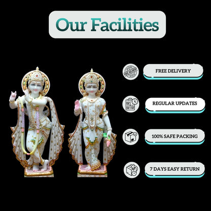 Radha Krishna marble murti placed in home temple