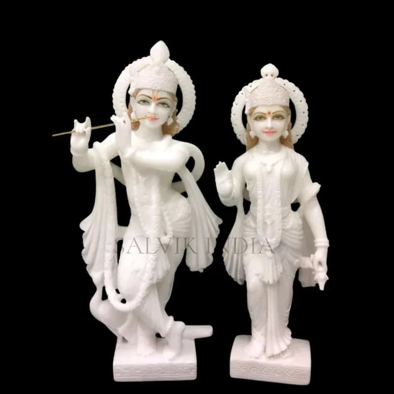 Radha Krishna Marble Murti Handcrafted from Vietnam Marble