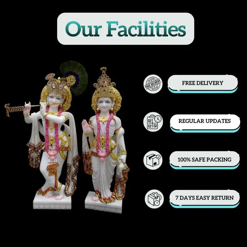 Radha Krishna Marble Murti Handcrafted from Vietnam Marble