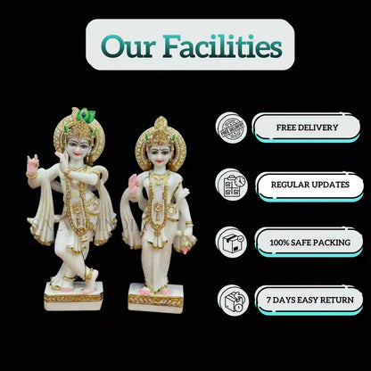Back view of Radha Krishna marble statue 1 feet for pooja room