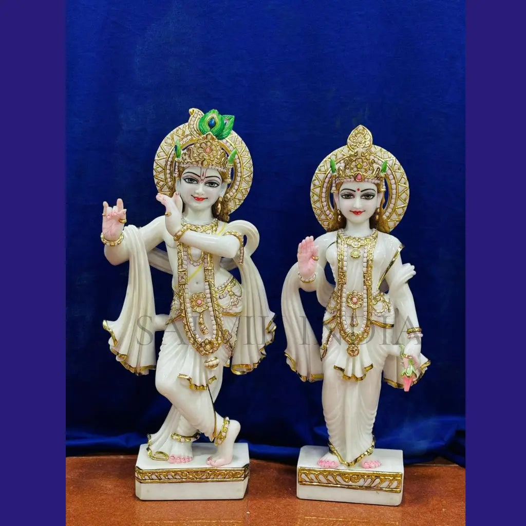 Radha Krishna marble statue 1 feet size handcrafted for home and temple worship