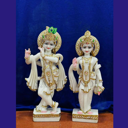 Radha Krishna marble statue 1 feet size handcrafted for home and temple worship