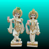 Radha Krishna marble statue 1 feet front view, handcrafted idol for home temple