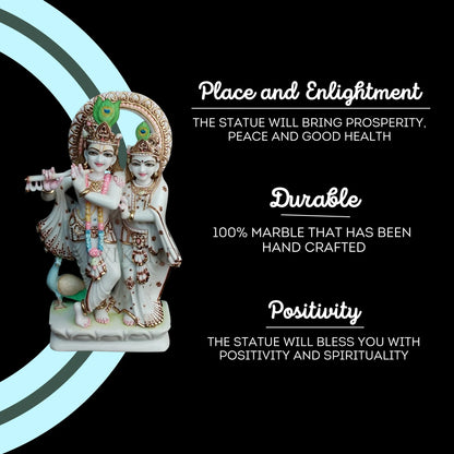 1 Feet Radha Krishna marble statue perfect gift for spiritual occasions and festivals