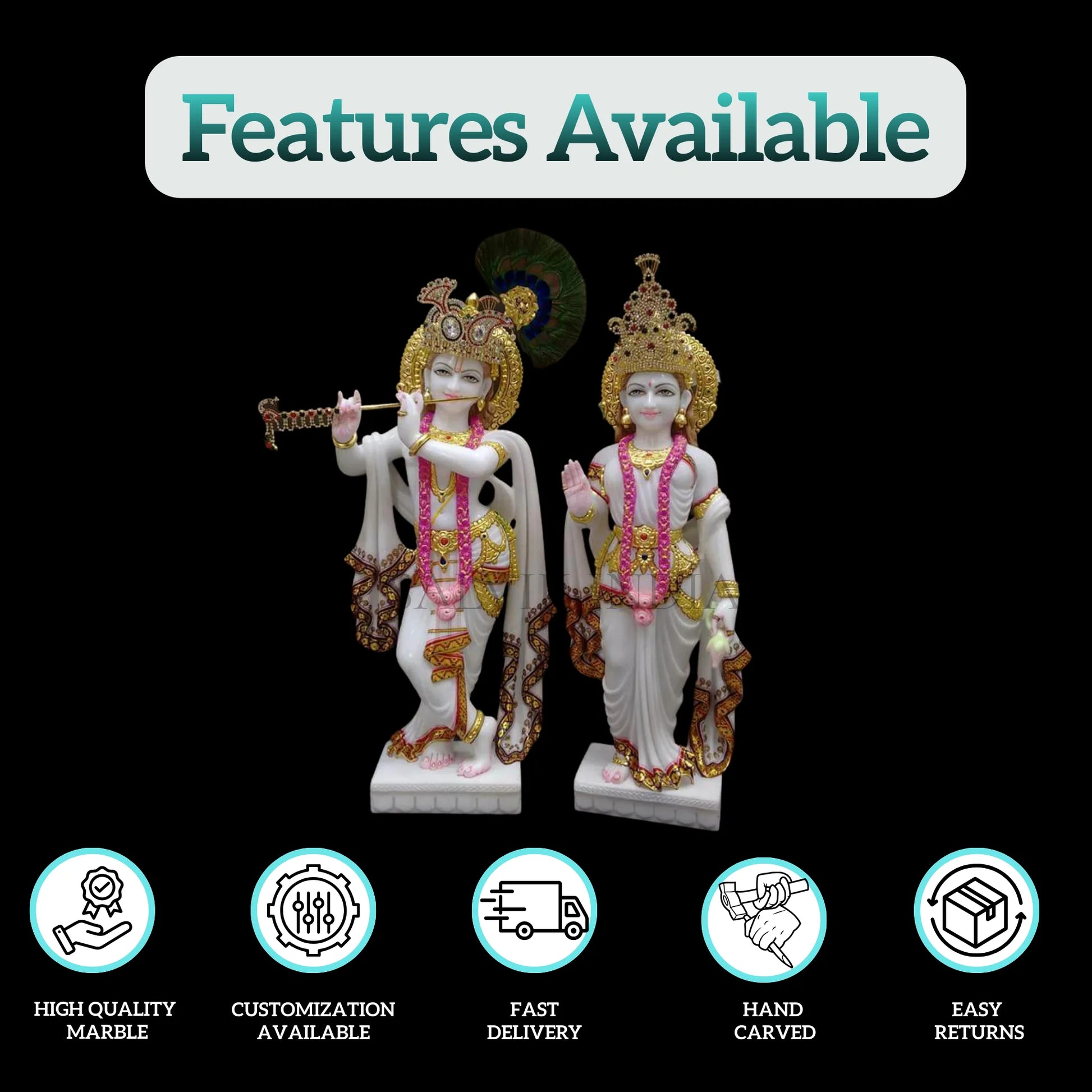 Radha Krishna Marble Statue (12 inch to 30 inch) - Salvik | Marble Murti Manufacturers in India