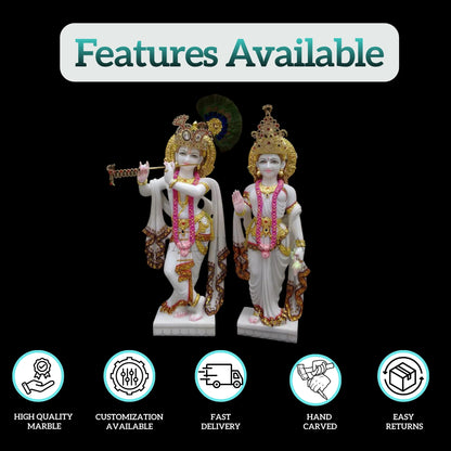 Radha Krishna Marble Statue (12 inch to 30 inch) - Salvik | Marble Murti Manufacturers in India