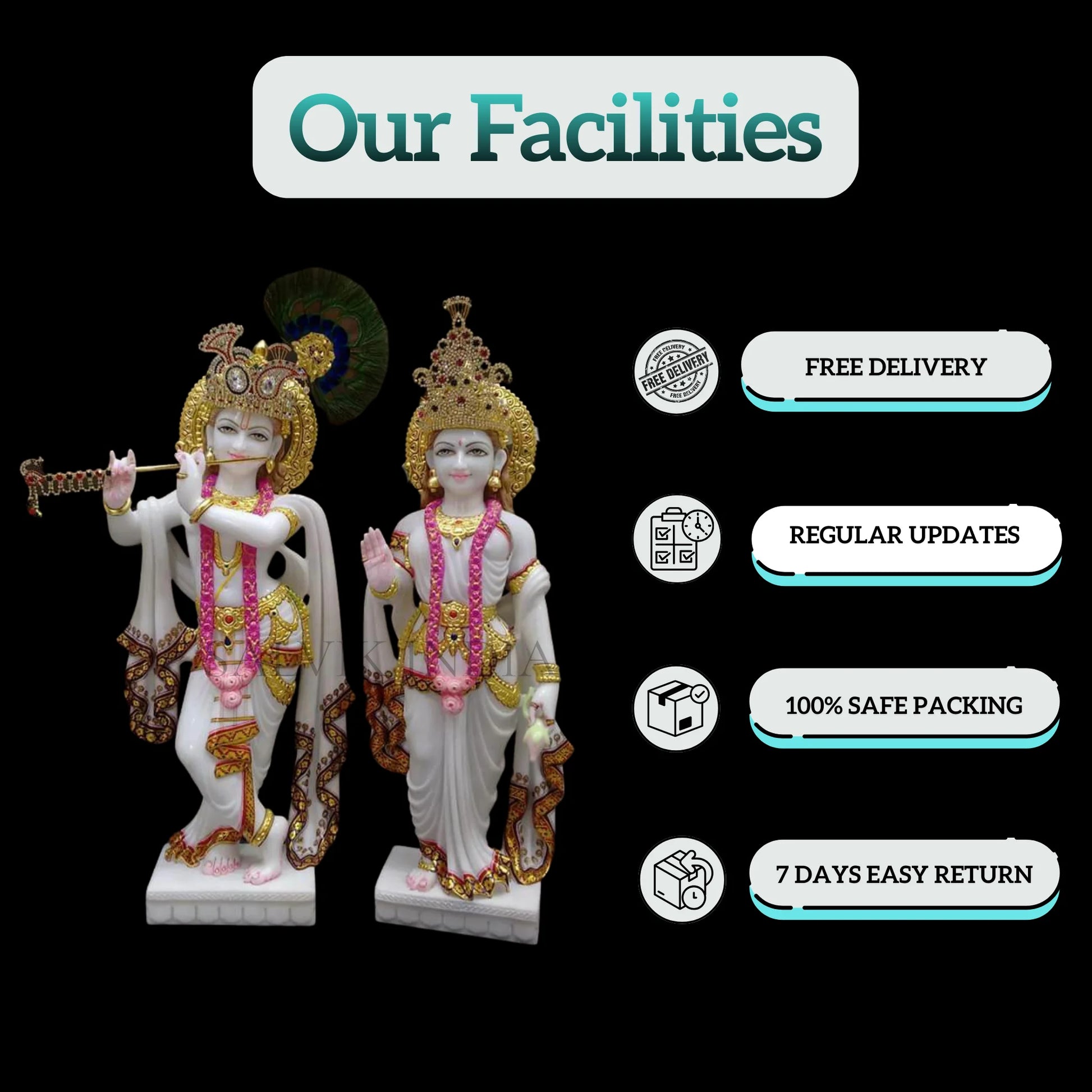 Radha Krishna Marble Statue (12 inch to 30 inch) - Salvik | Marble Murti Manufacturers in India