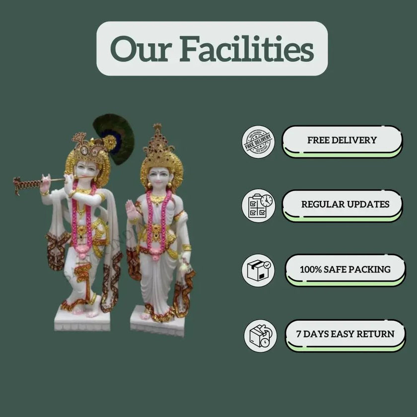 Radha Krishna Marble Statue (12 inch to 30 inch) - Salvik | Marble Murti Manufacturers in India