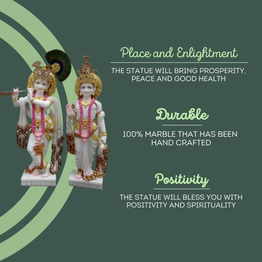 Radha Krishna Marble Statue (12 inch to 30 inch) - Salvik | Marble Murti Manufacturers in India