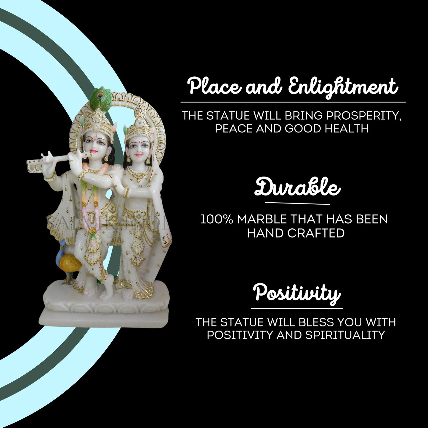 Radha Krishna Marble Statue Pair 24 Inch – Premium Temple Idol by Salvik India