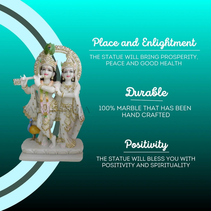 Radha Krishna Marble Statue Pair 24 Inch – Premium Temple Idol by Salvik India