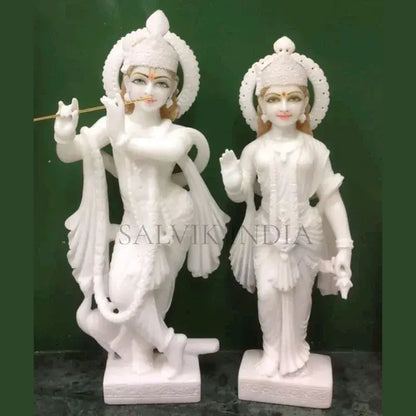 Radha Krishna Murti Marble Handcrafted in White Vietnam Marble