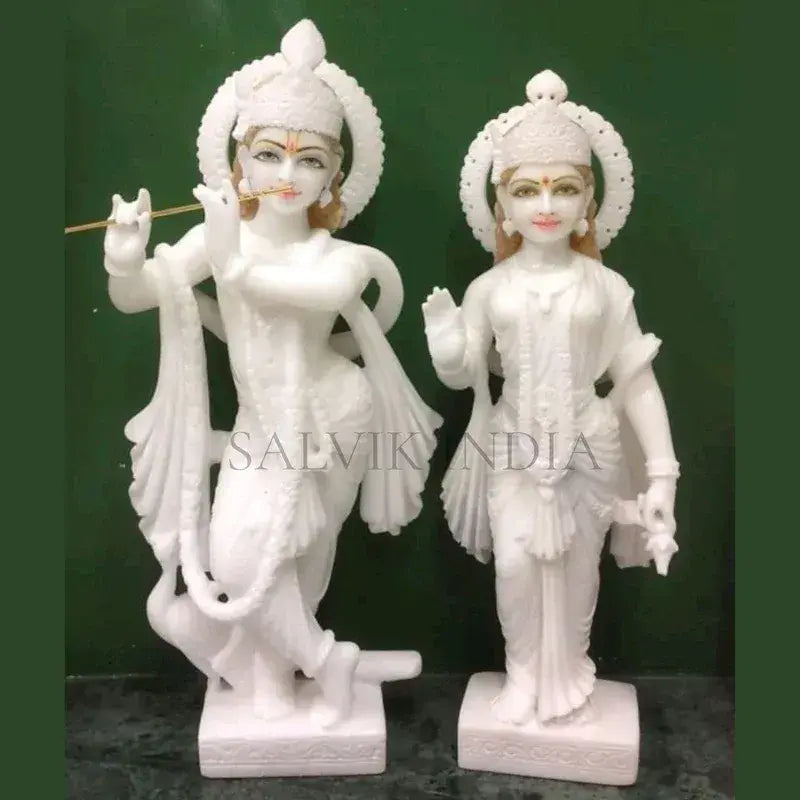 Radha Krishna Murti Marble Handcrafted in White Vietnam Marble