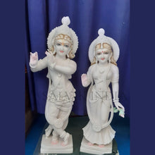 Radha Krishna white marble statue for home temple handcrafted idol