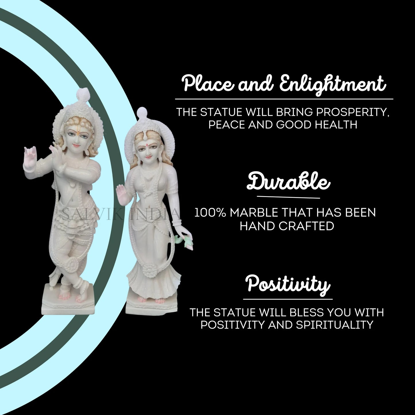 Radha Krishna white marble statue ideal for temple and mandir