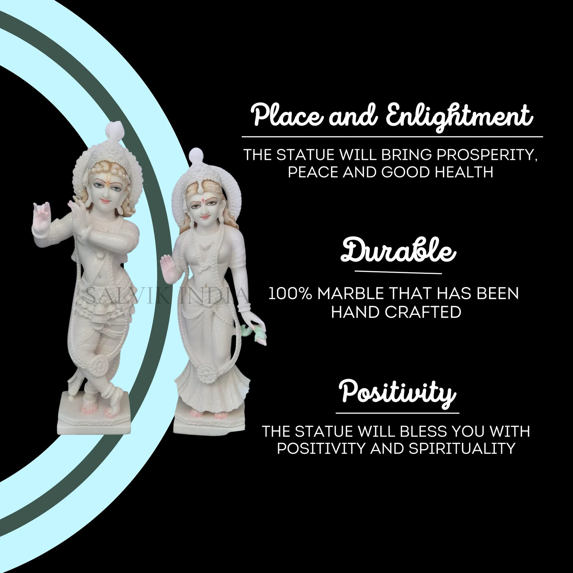 Radha Krishna white marble statue ideal for temple and mandir