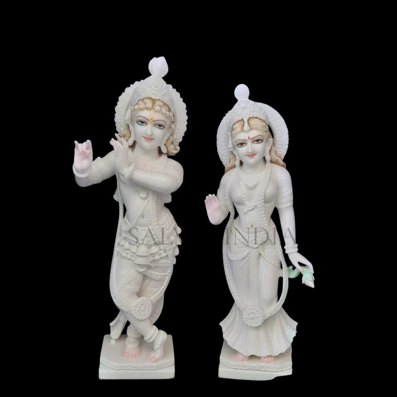 Radha Krishna white marble statue handcrafted idol