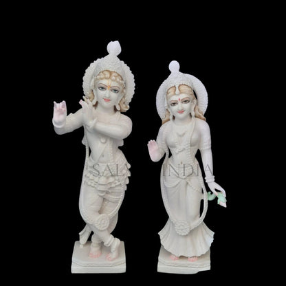 Radha Krishna white marble statue handcrafted idol