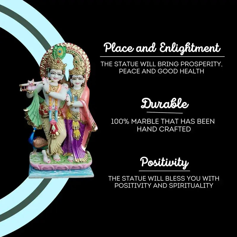 Radha Krishna Jugal Marble Murti with Fine Hand Carving