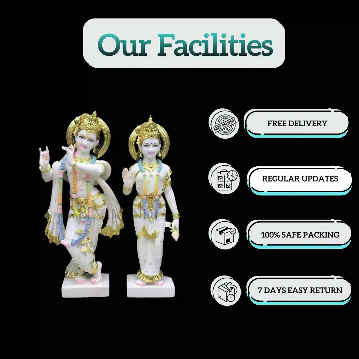 radha krishna marble murti 3 feet in home temple setup