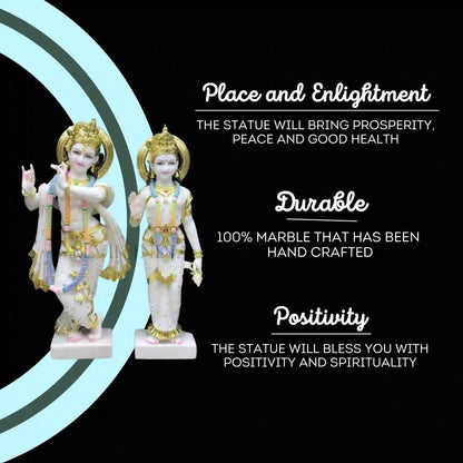 radha krishna marble statue 3 feet side view handcrafted