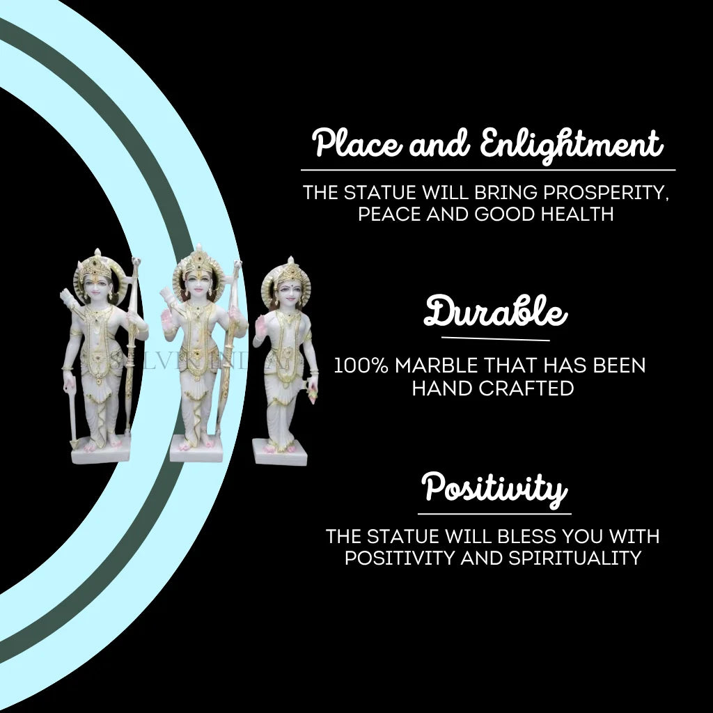 Decorative white marble Ram Darbar idol with spiritual benefits shown