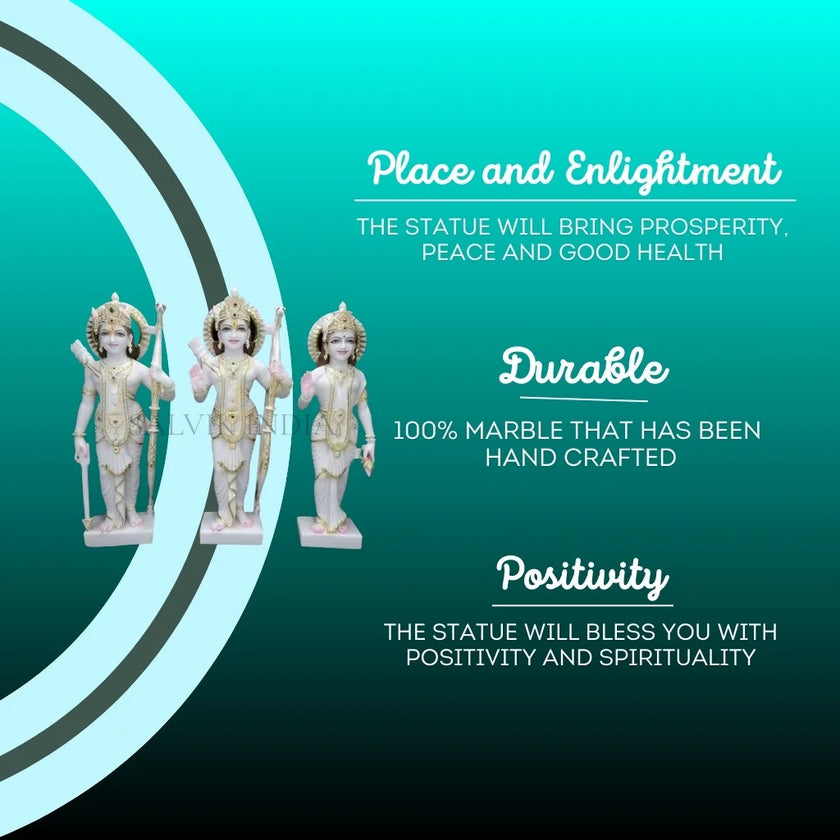 Decorative white marble Ram Darbar idol with spiritual benefits shown