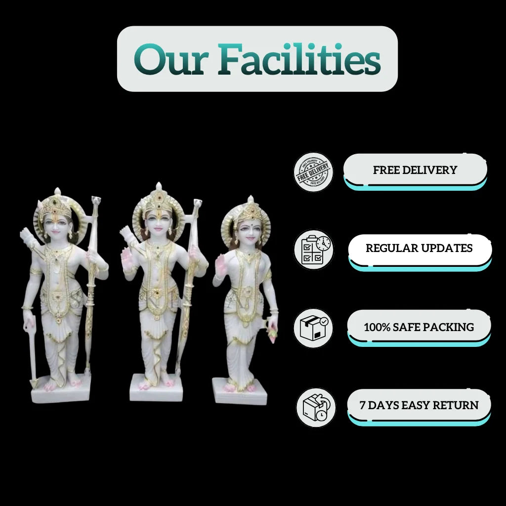 White marble Ram Darbar idol set with delivery and return facilities