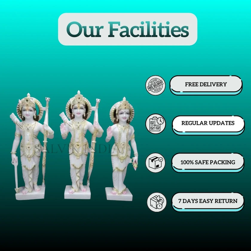 White marble Ram Darbar idol set with delivery and return facilities