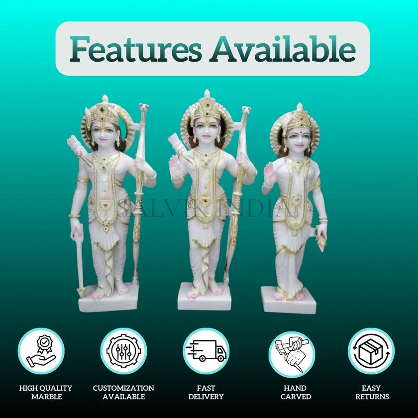 Ram Darbar decorative idol in white marble with features icons