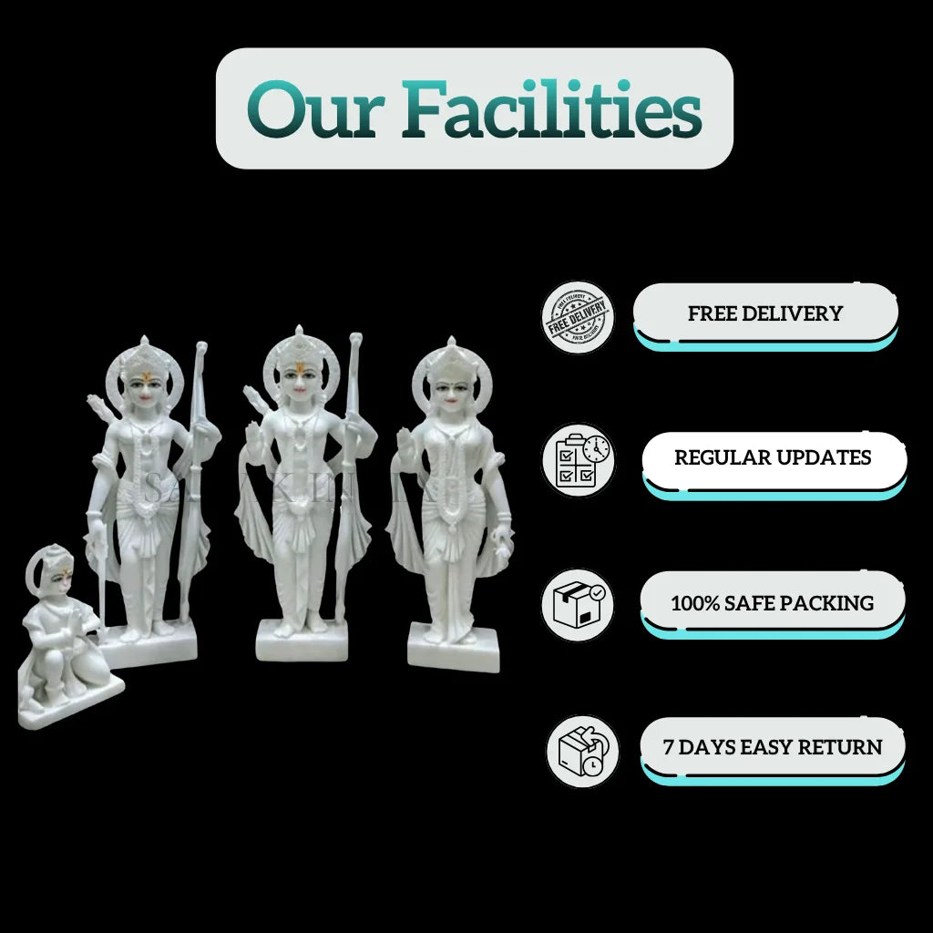 Ram Darbar white marble idol with free delivery and safe packing facilities