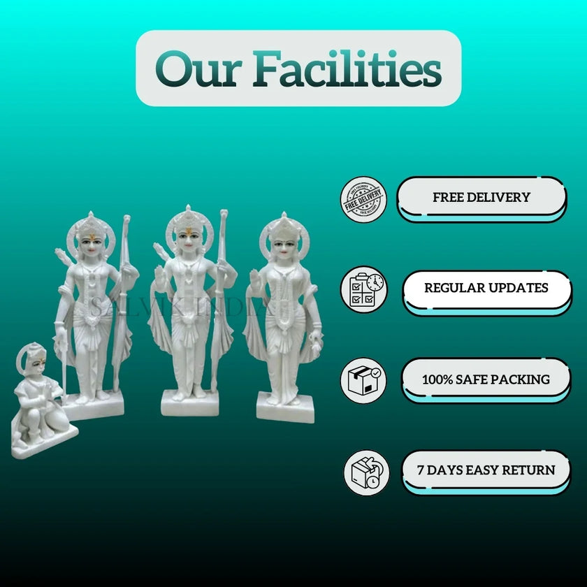 Ram Darbar white marble idol with free delivery and safe packing facilities