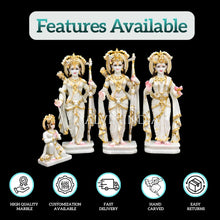 Ram Darbar Makrana marble idol set with listed features icons