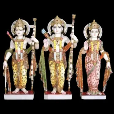 Ram Sita Lakshman Marble Murti handcrafted in premium white marble