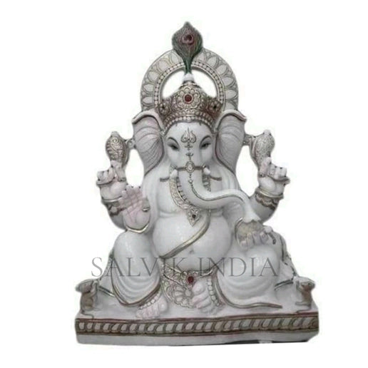 Religious Marble Ganesha Idol for Home & Temple in Premium Makrana Marble