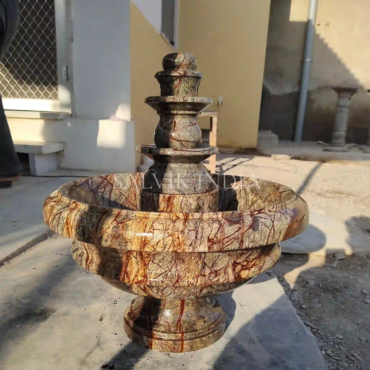 Round 5ft marble courtyard fountain for outdoor garden decor