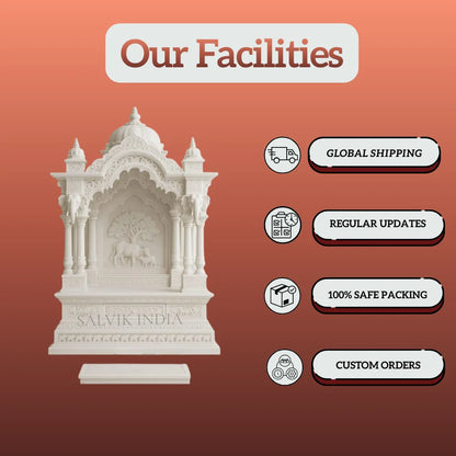 Side Angle of Handcrafted Royal Marble Temple in Makrana Marble