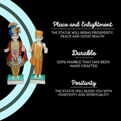 Swami Narayan Marble Statue – Handcrafted Akshar Purushottam & Ghanshyam Maharaj Murti