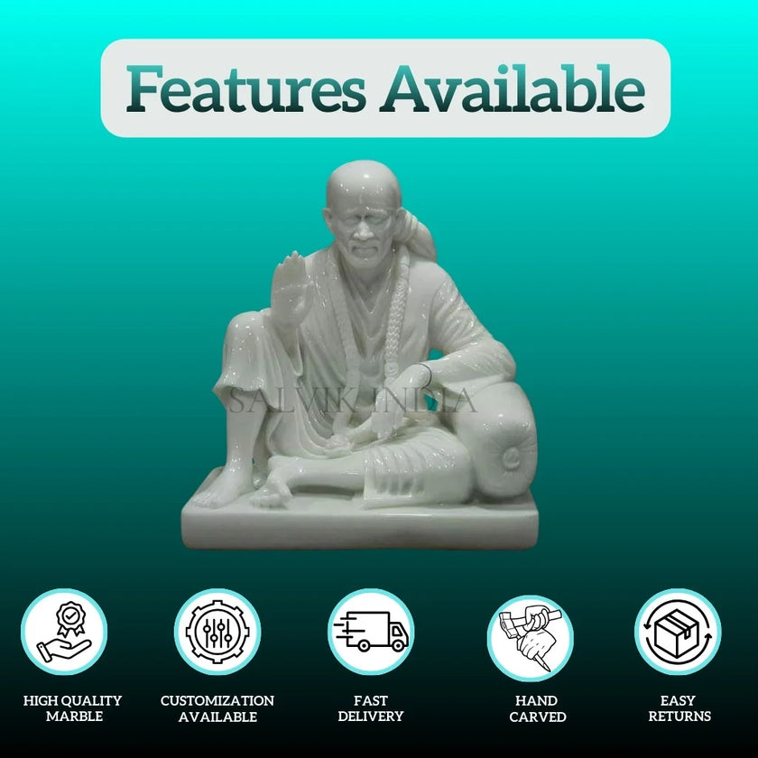 Sai Baba idol Marble for Temple and Home Pooja Room