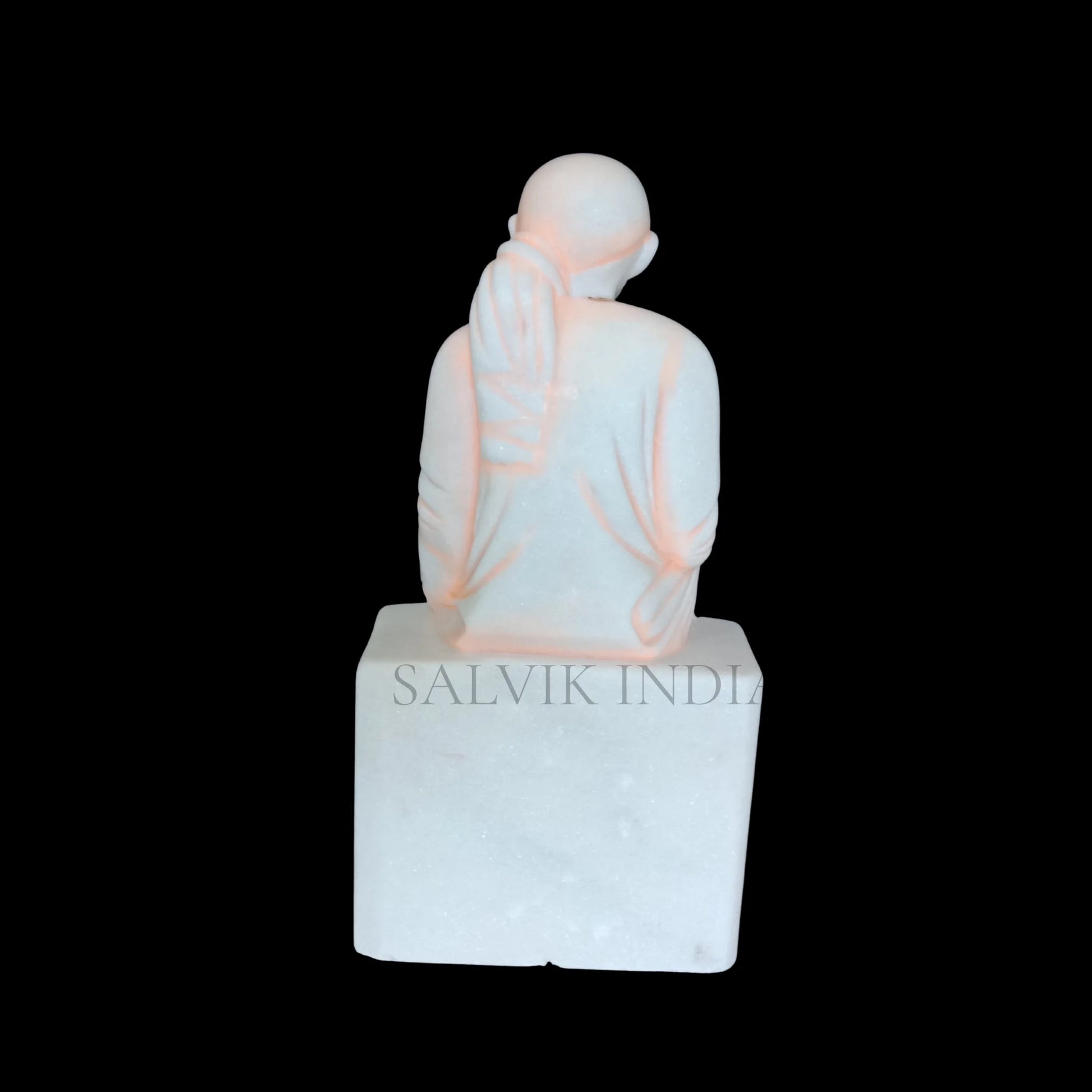 Back view of Sai Baba marble idol in big size showing robe details