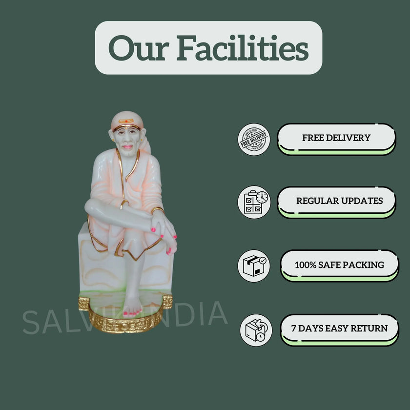 Big Sai Baba marble murti placed in home mandir for worship