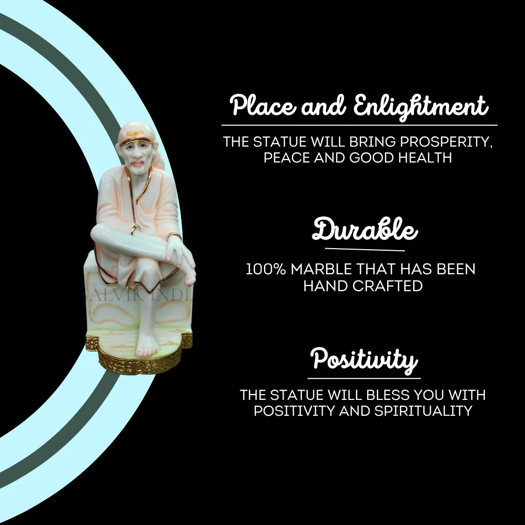 Handmade Sai Baba marble murti crafted by experienced artisans