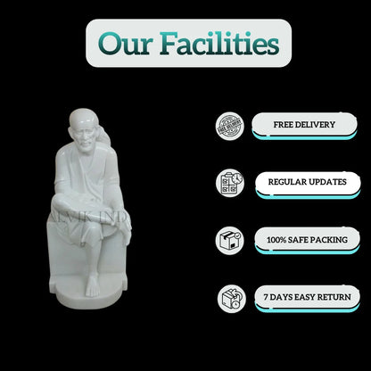 Hand-carved Sai Baba marble statue for pooja room