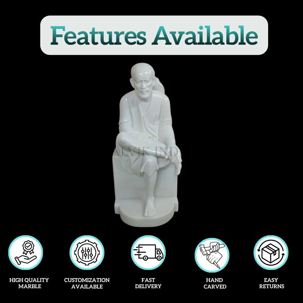White marble Sai Baba murti handcrafted by Jaipur artisans
