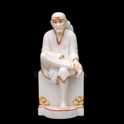 White Marble Sai Baba Idol for Home – Handcrafted Marble Murti