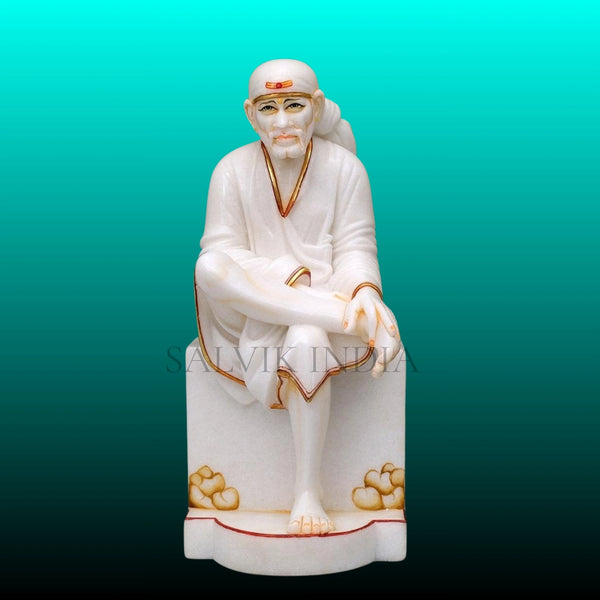 hite Marble Sai Baba Idol for Home – Handcrafted Marble Murti
