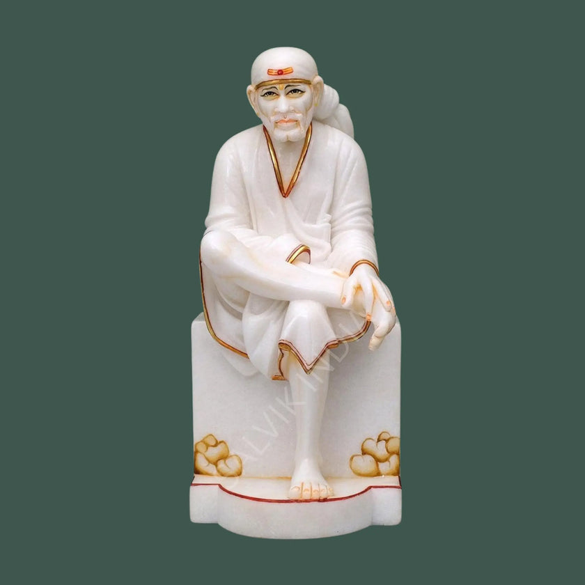 Sai Baba Marble Statue for Home in pure white Makrana marble