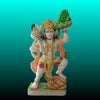 Sanjeevani Hanuman marble idol carrying mountain hand-painted Makrana marble sculpture