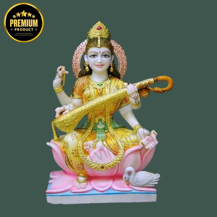 Saraswati Idol Marble - Salvik | Marble Murti Manufacturers in India
