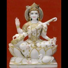 White marble Saraswati Mata statue for home temple